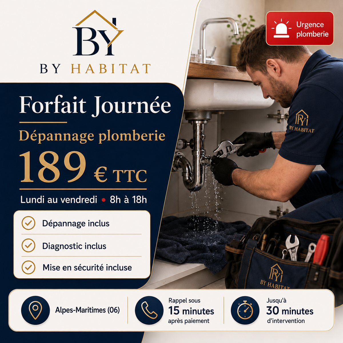 DÉPANNAGE PLOMBERIE 24H/24 – 7J/7